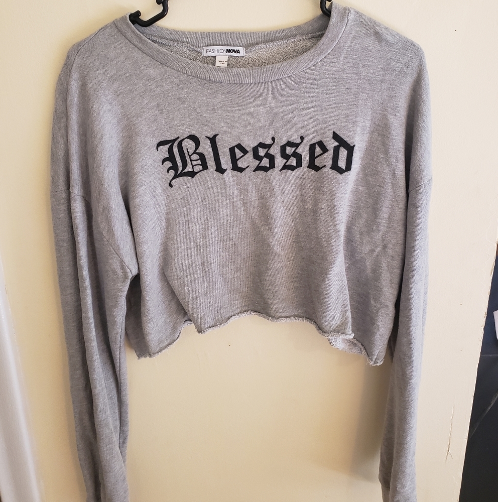 "Beyond Blessed" Fashion Nova Cropped Long Sleeve